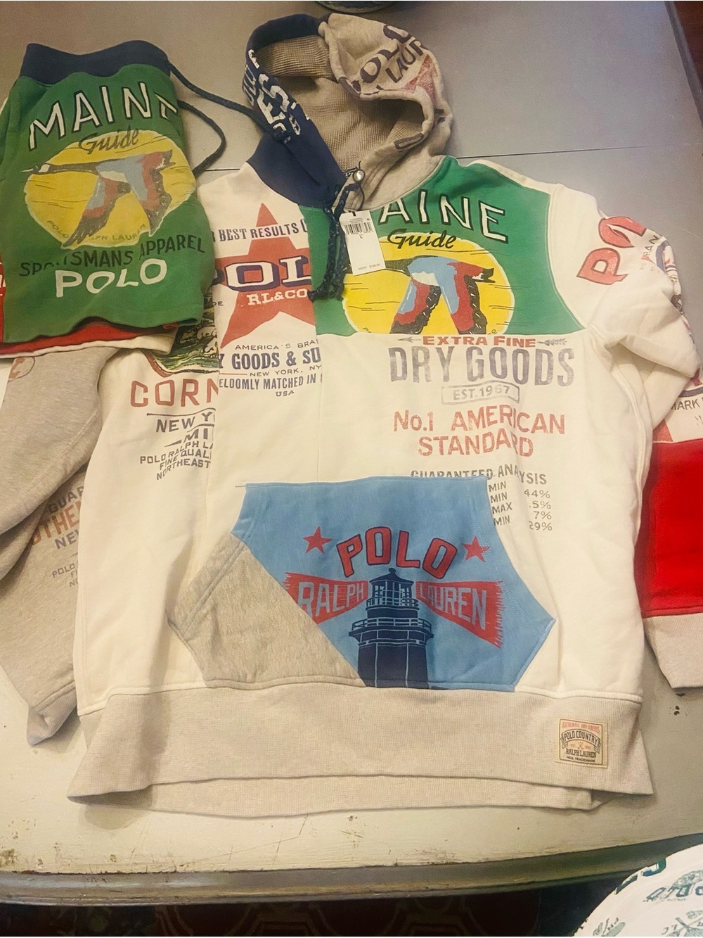 Polo Ralph Lauren ‘Dry Goods’ graphic hoodie and sweat shorts bundle
